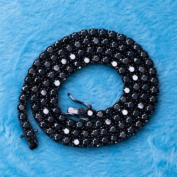 4MM Black Moissanite Tennis Chain 14K Black Gold - Image 2