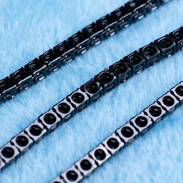4MM Black Moissanite Tennis Chain 14K Black Gold - Image 8