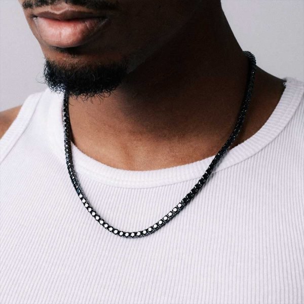 4MM Black Moissanite Tennis Chain 14K Black Gold - Image 3
