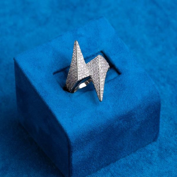 Moissanite Lightning Bolt Ring 14K Gold - Image 9