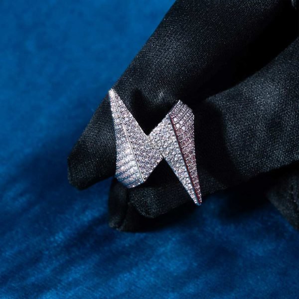 Moissanite Lightning Bolt Ring 14K Gold - Image 5