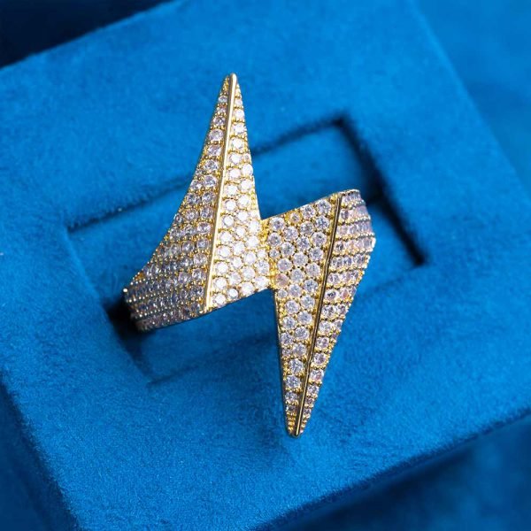 Moissanite Lightning Bolt Ring 14K Gold - Image 2