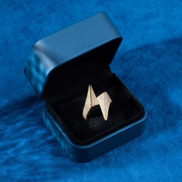 Moissanite Lightning Bolt Ring 14K Gold - Image 10