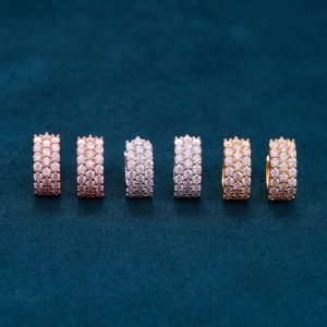 Moissanite 3-Row Hoop Earrings 14k Gold