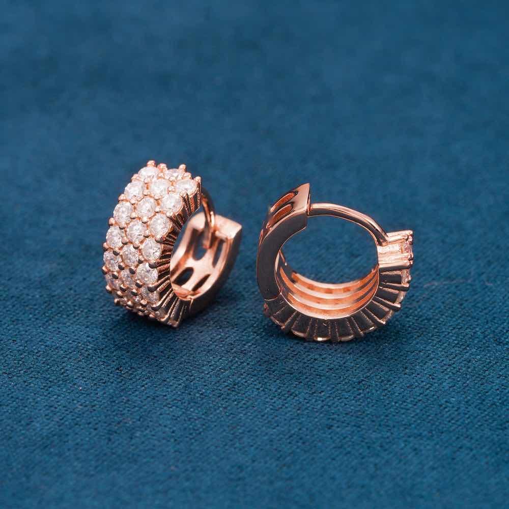 Moissanite 3-Row Hoop Earrings 14k Gold - Image 4