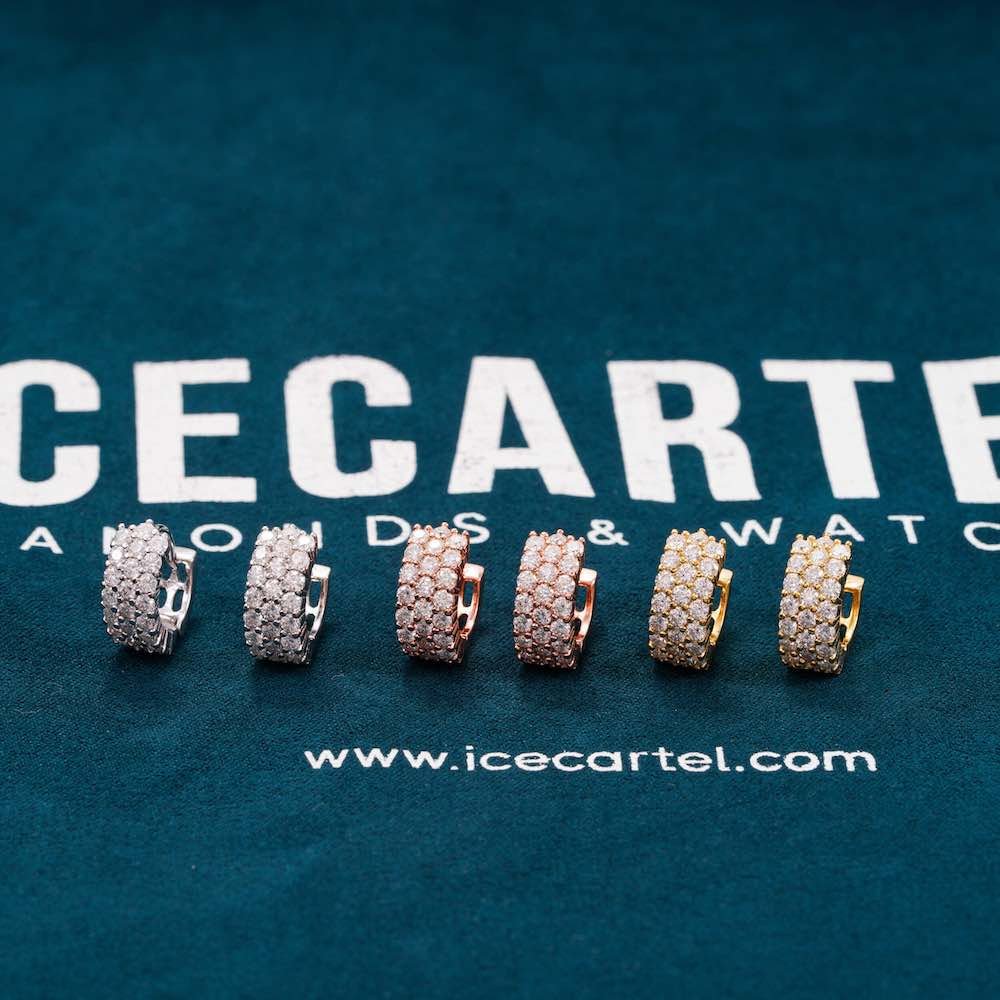 Moissanite 3-Row Hoop Earrings 14k Gold - Image 5