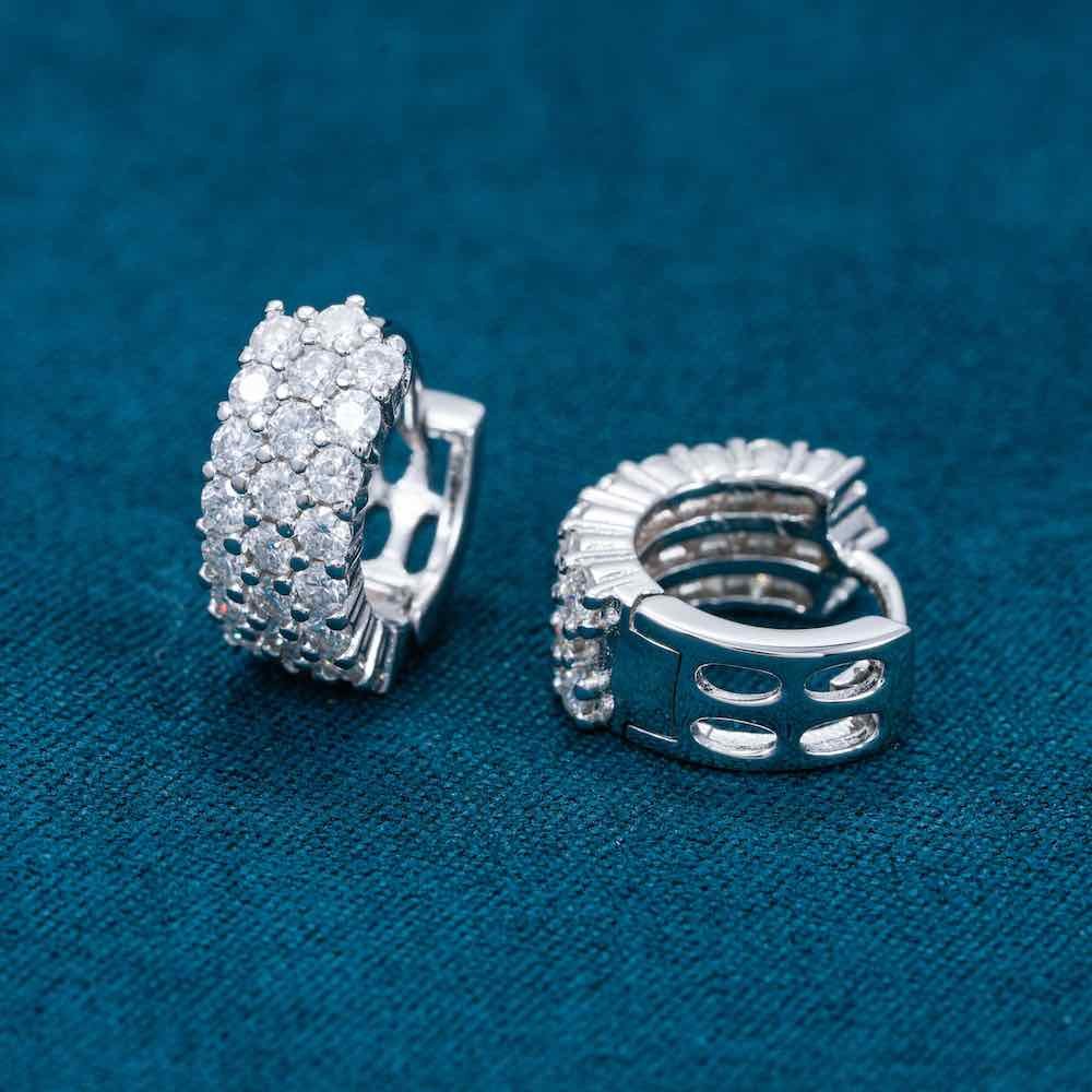 Moissanite 3-Row Hoop Earrings 14k Gold - Image 6