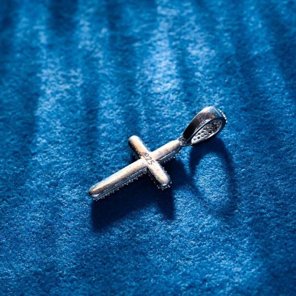 Moissanite 2-Row Cross Pendant 14K Gold - Image 7