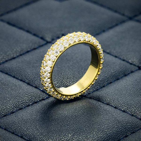 Moissanite 3-Row Band Ring 14K Gold - Image 5