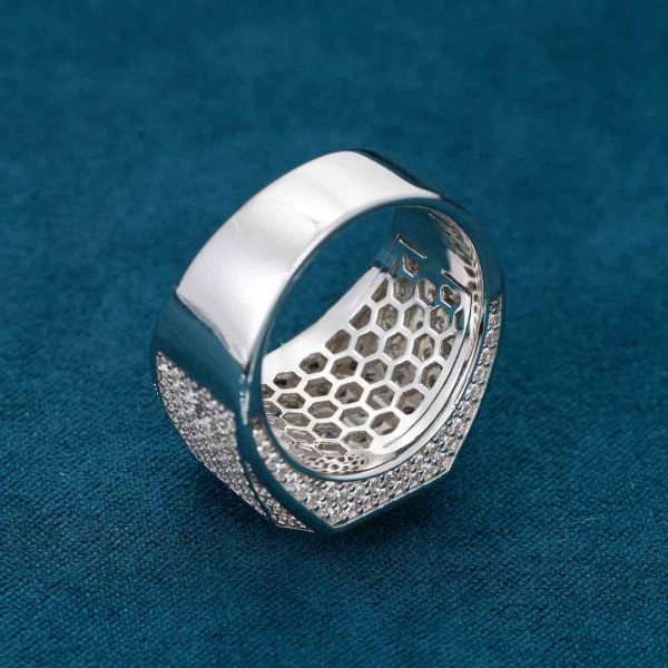 Moissanite Triple Halo Signet Ring 14K Gold - Image 3