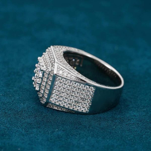 Moissanite Triple Halo Signet Ring 14K Gold - Image 5