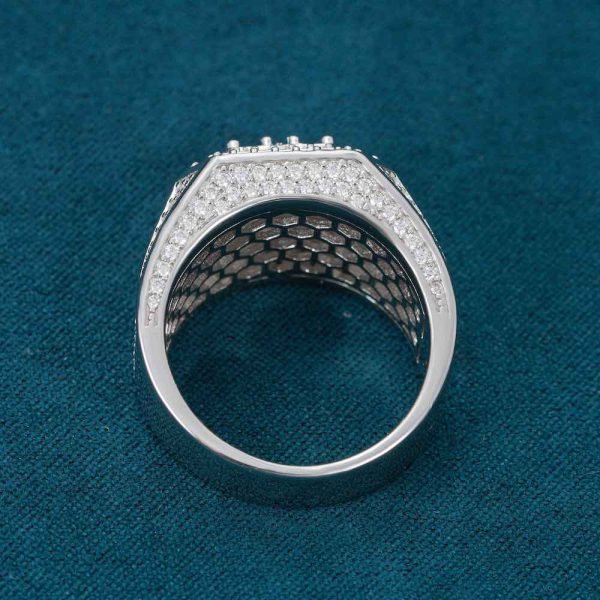 Moissanite Triple Halo Signet Ring 14K Gold - Image 7