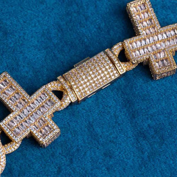 30MM Moissanite Cross Infinity Link Chain 14K Gold - Image 10