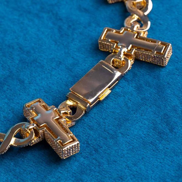 30MM Moissanite Cross Infinity Link Chain 14K Gold - Image 8
