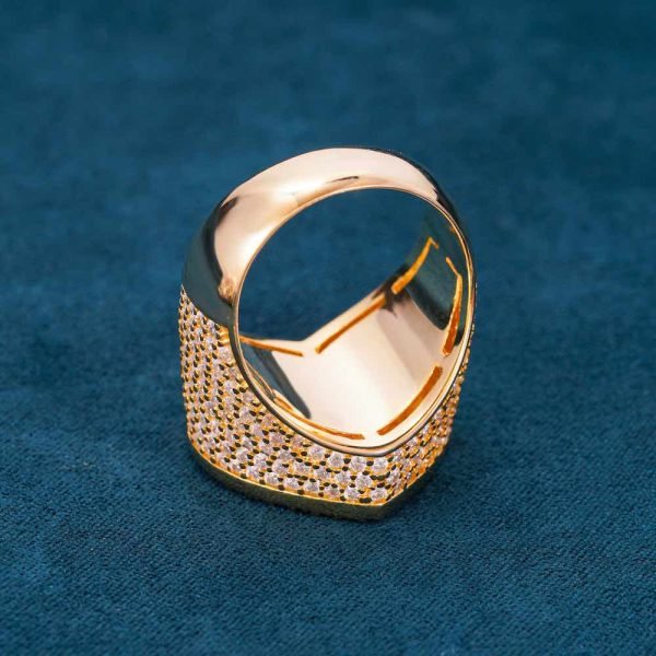 Moissanite Baguette Heart Signet Ring 14K Gold - Image 9