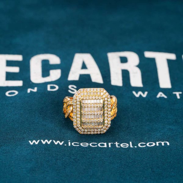 Moissanite Signet Miami Cuban Link Ring 14K Gold - Image 7