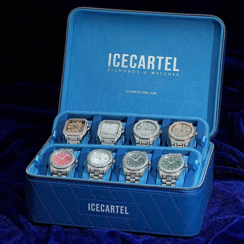 Moissanite Iced Out Silicone Band Watch | 13.5CT | 14K White Gold - Image 5