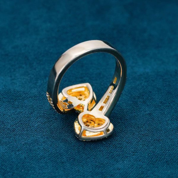 Moissanite Double Heart Baguette Ring 14k - Image 3