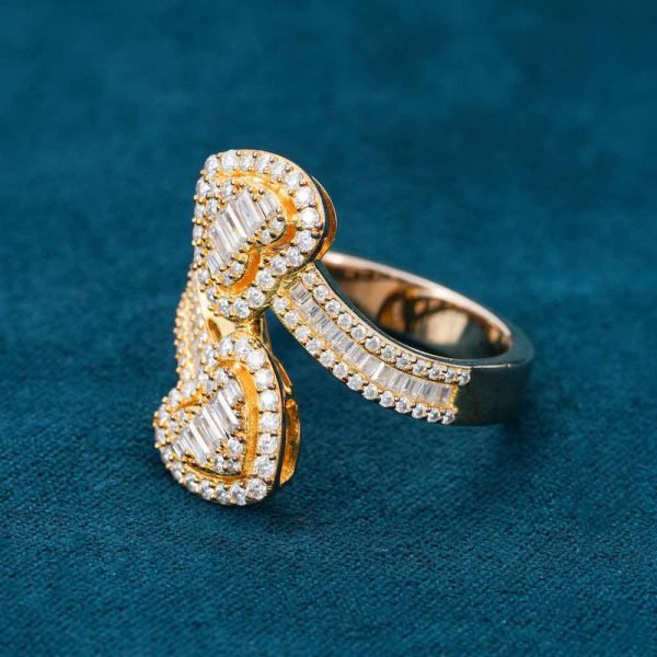 Moissanite Double Heart Baguette Ring 14k - Image 7