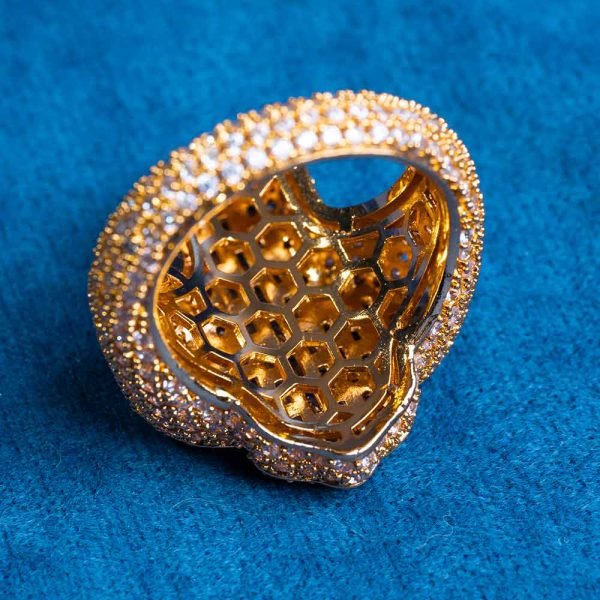 Moissanite Fleur Cross Ring 14K Gold - Image 10