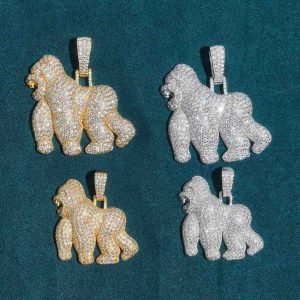 Moissanite Gorilla Pendant 14K Gold