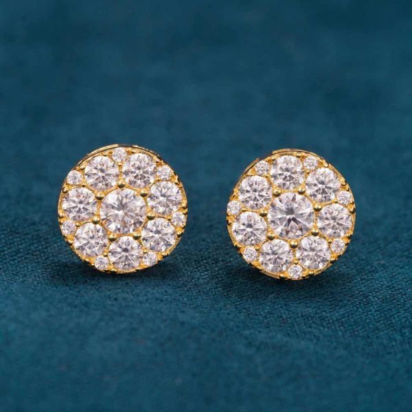10MM Moissanite Cluster Halo Stud Earrings - Image 2