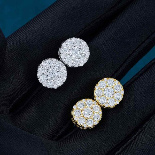 10MM Moissanite Cluster Halo Stud Earrings - Image 4