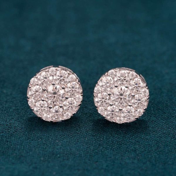 10MM Moissanite Cluster Halo Stud Earrings - Image 3