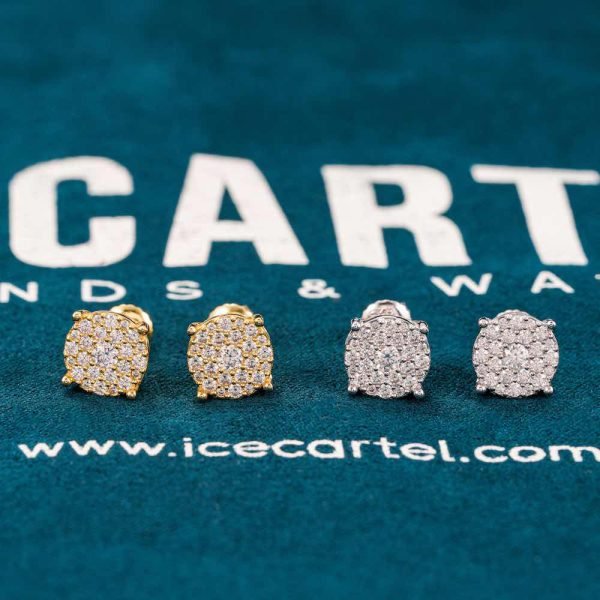 10MM Moissanite Cluster Stud Earrings 14K Gold - Image 5