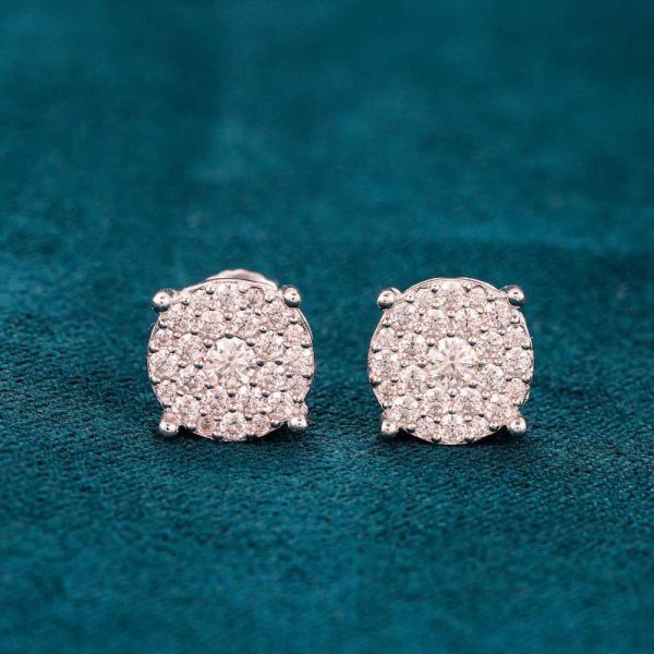 10MM Moissanite Cluster Stud Earrings 14K Gold - Image 2