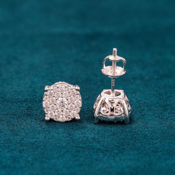 10MM Moissanite Cluster Stud Earrings 14K Gold - Image 6