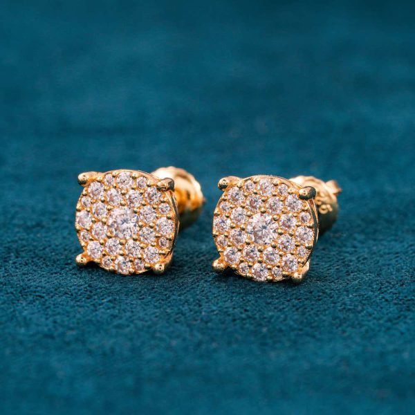 10MM Moissanite Cluster Stud Earrings 14K Gold - Image 7