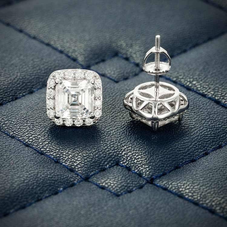 9MM Moissanite Halo Stud Earrings 14K Gold - Image 6