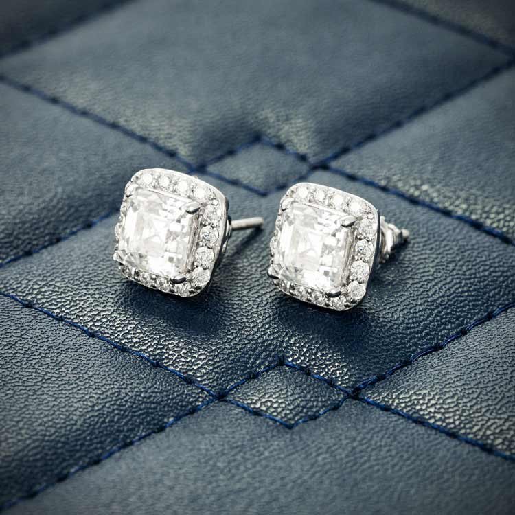 9MM Moissanite Halo Stud Earrings 14K Gold - Image 5