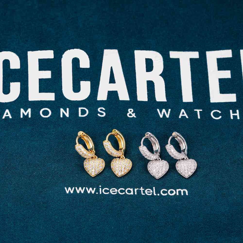 Heart Shaped Moissanite Drop Earrings 14K Gold - Image 4