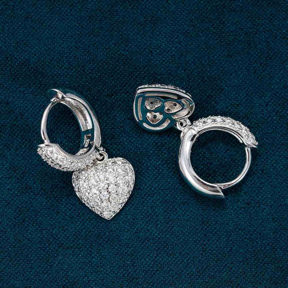 Heart Shaped Moissanite Drop Earrings 14K Gold - Image 6