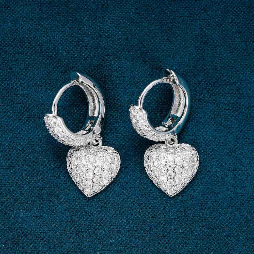 Heart Shaped Moissanite Drop Earrings 14K Gold - Image 5
