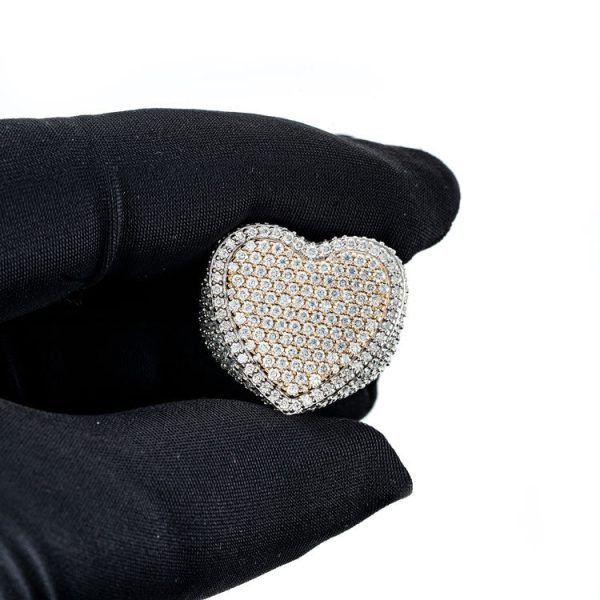 Two Tone Moissanite Heart Shaped Ring 14K Gold - Image 2