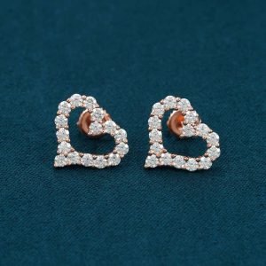 Heart Shaped Hollow Moissanite Earrings 14K Gold