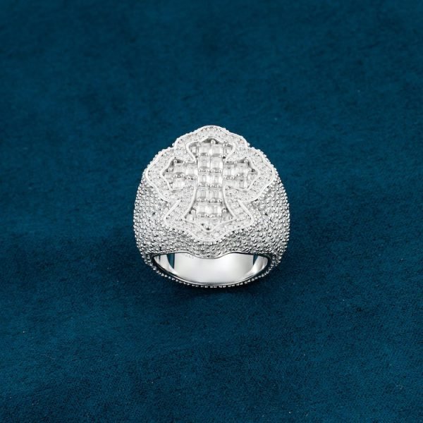 Moissanite Cross Ring 14K Gold - Image 7