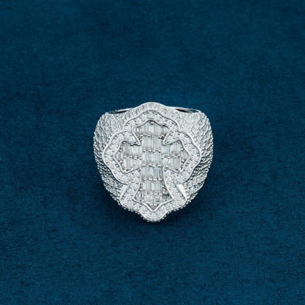 Moissanite Cross Ring 14K Gold - Image 2