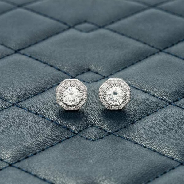 10MM Moissanite Halo Stud Earrings 14K Gold - Image 6