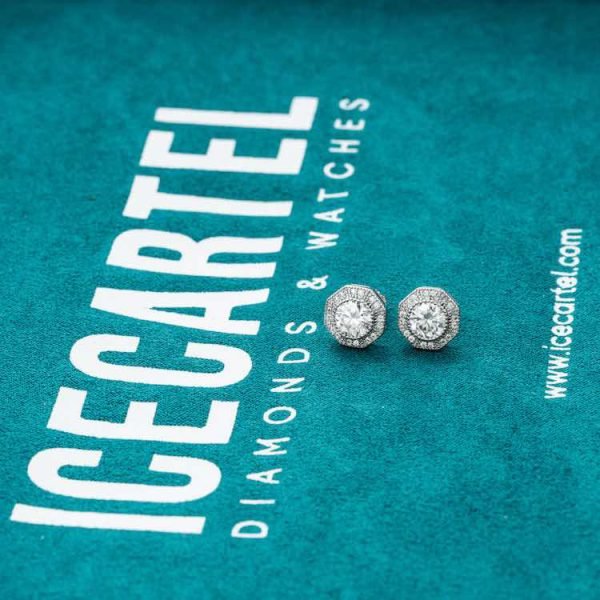 10MM Moissanite Halo Stud Earrings 14K Gold - Image 3
