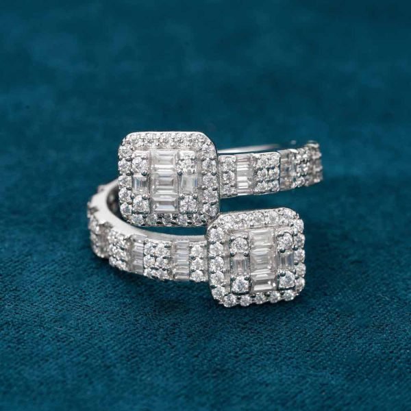 Moissanite Split Shank Baguette Ring 14K Gold - Image 2