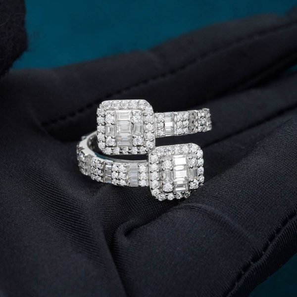 Moissanite Split Shank Baguette Ring 14K Gold - Image 5