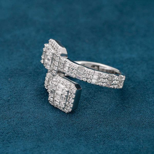 Moissanite Split Shank Baguette Ring 14K Gold - Image 6