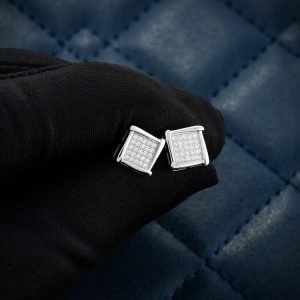 8MM Moissanite Square Cluster Earrings 14K Gold