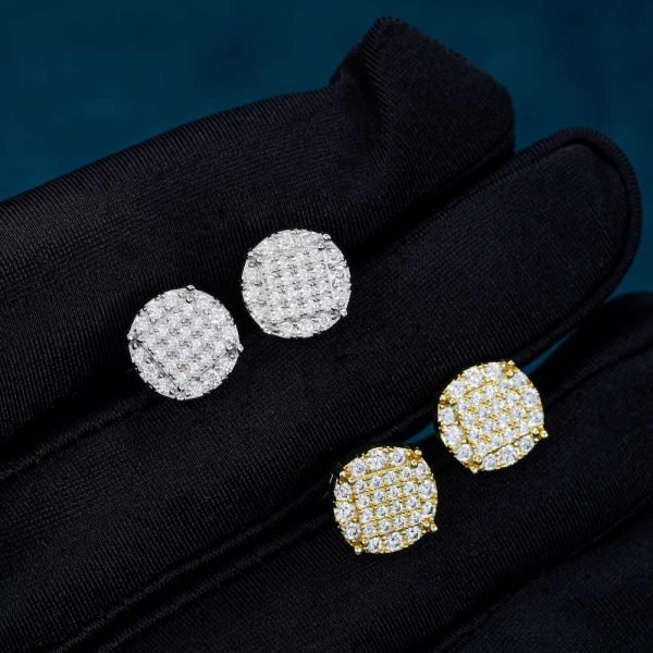 10MM 6-Row Moissanite Square Stud Earrings - Image 4