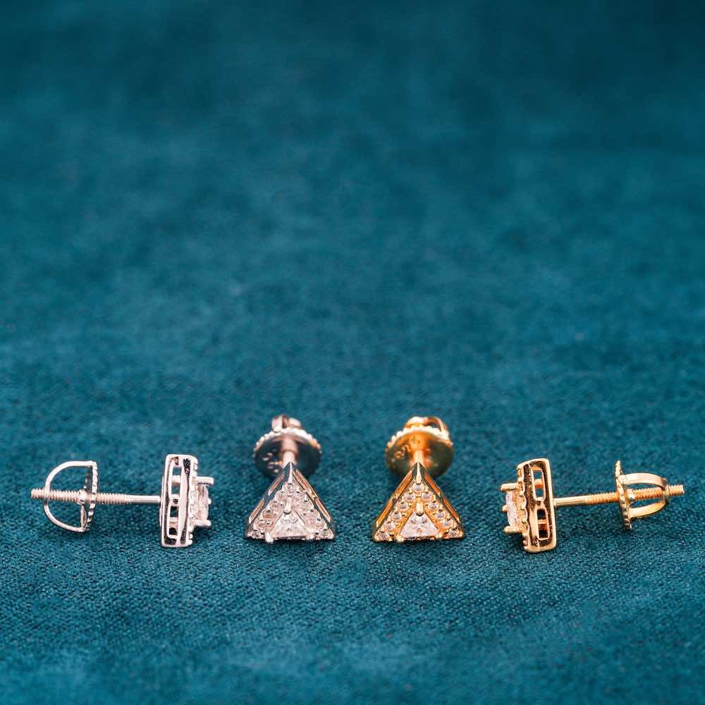 Moissanite Pyramid Stud Earrings 14K Gold - Image 6