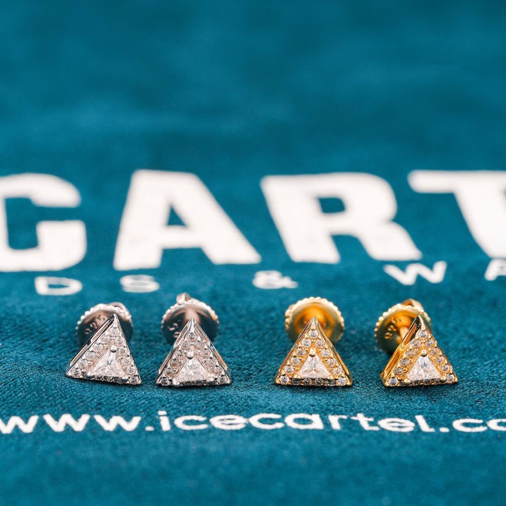 Moissanite Pyramid Stud Earrings 14K Gold - Image 7